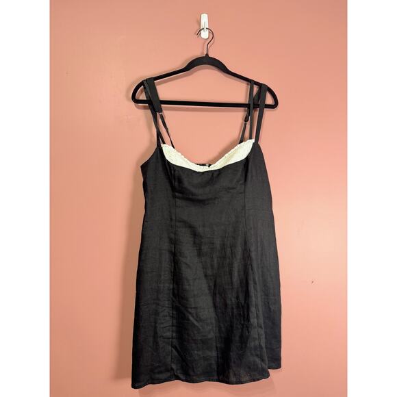 Reformation Lovella Linen Dress in Black Size 10 - Picture 3 of 7